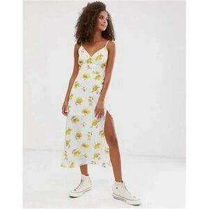 Abercrombie & Fitch NWT White‎ Yellow Romantic Floral Maxi Slip Dress